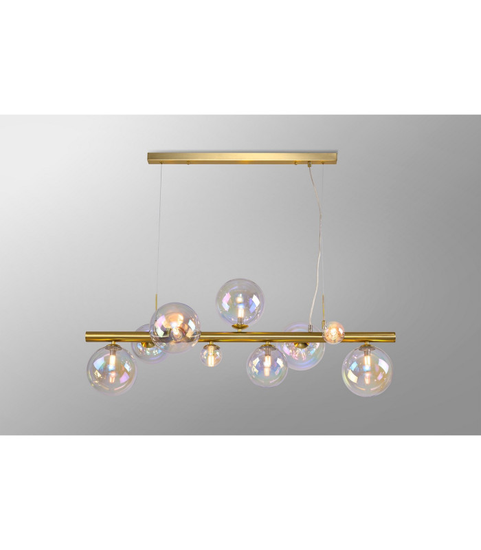 Marshall Linear Pendant 9 x G9 Satin Gold Iridescent Plated Glass-3