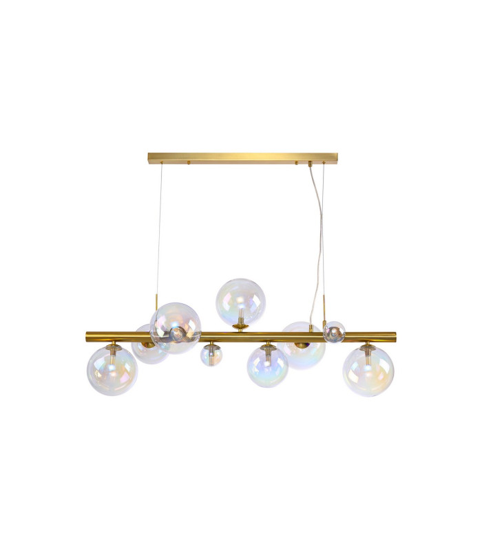 Marshall Linear Pendant 9 x G9 Satin Gold Iridescent Plated Glass-4