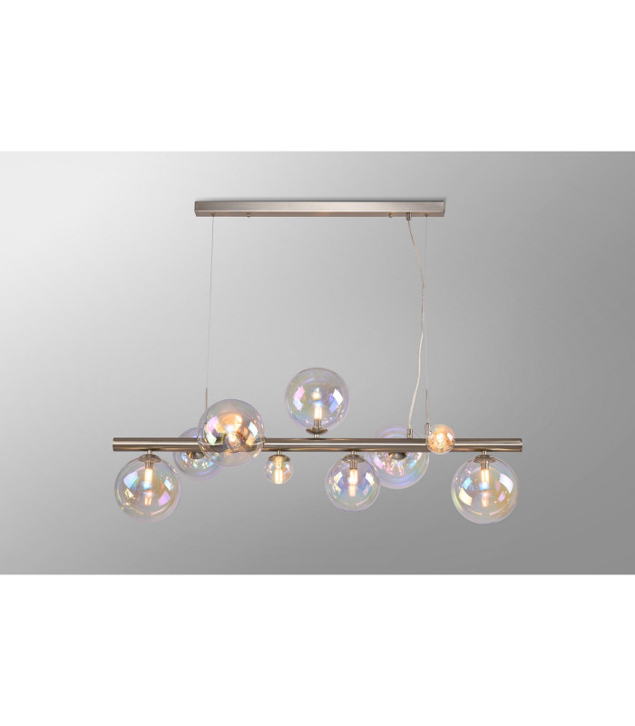 Marshall Linear Pendant 9 x G9 Satin Nickel Iridescent Plated Glass-3