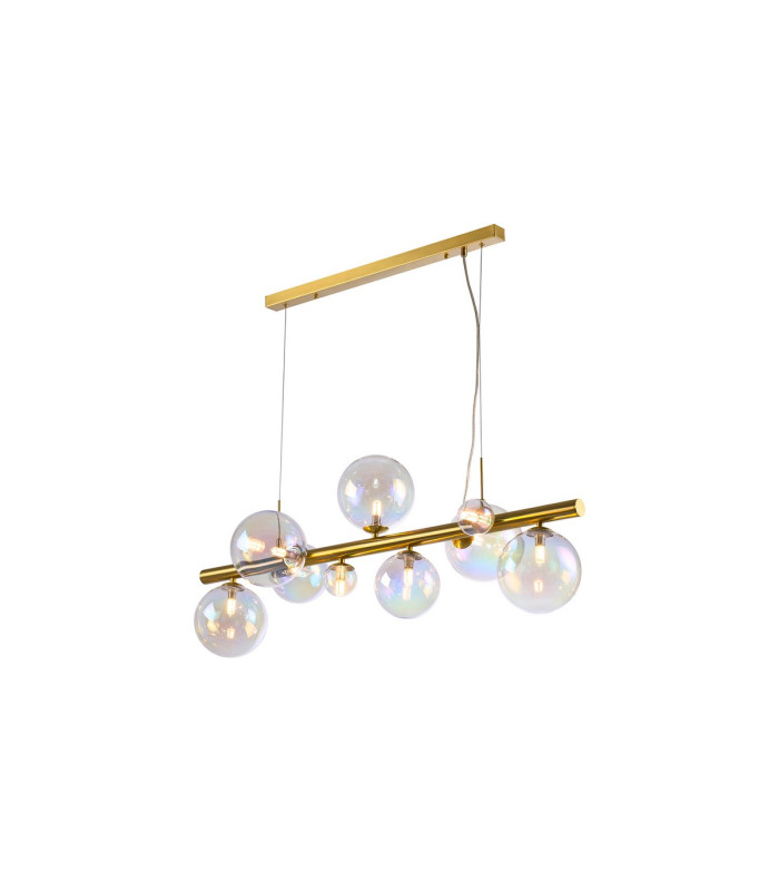 Marshall Linear Pendant 9 x G9 Satin Gold Iridescent Plated Glass-5