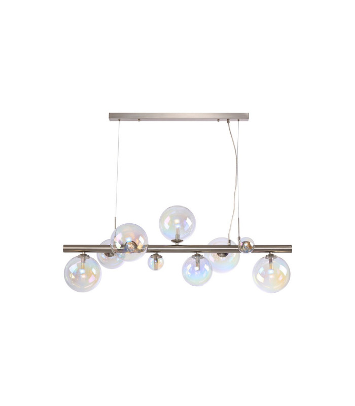 Marshall Linear Pendant 9 x G9 Satin Nickel Iridescent Plated Glass-4