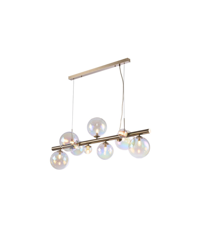 Marshall Linear Pendant 9 x G9 Satin Nickel Iridescent Plated Glass-5