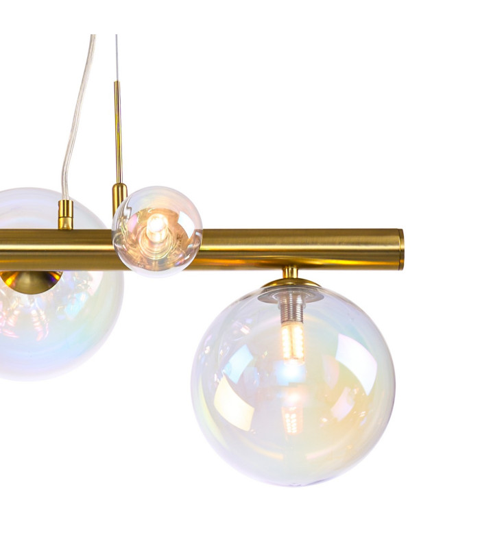 Marshall Linear Pendant 9 x G9 Satin Gold Iridescent Plated Glass-6