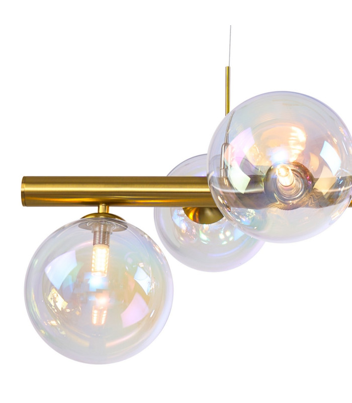 Marshall Linear Pendant 9 x G9 Satin Gold Iridescent Plated Glass-8