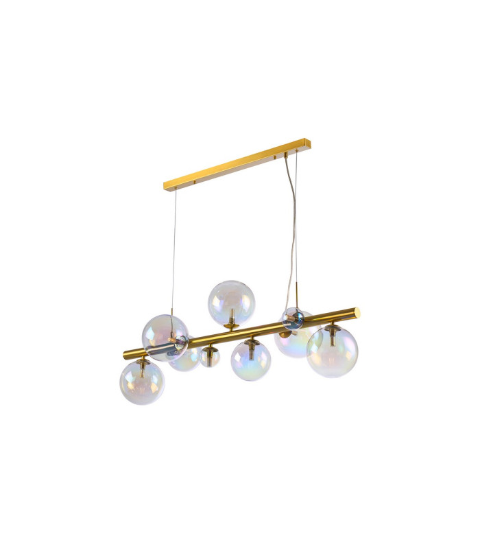Marshall Linear Pendant 9 x G9 Satin Gold Iridescent Plated Glass-10