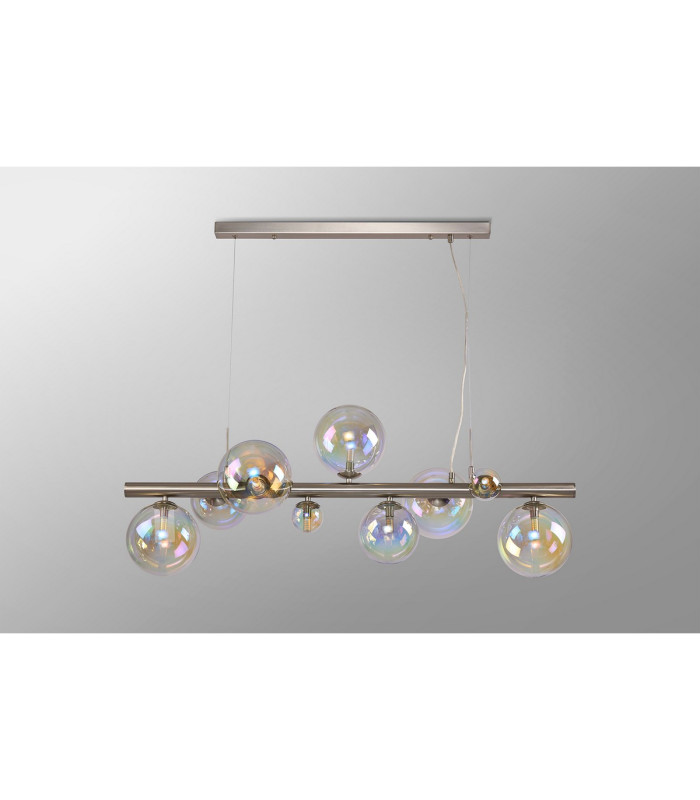 Marshall Linear Pendant 9 x G9 Satin Nickel Iridescent Plated Glass-10