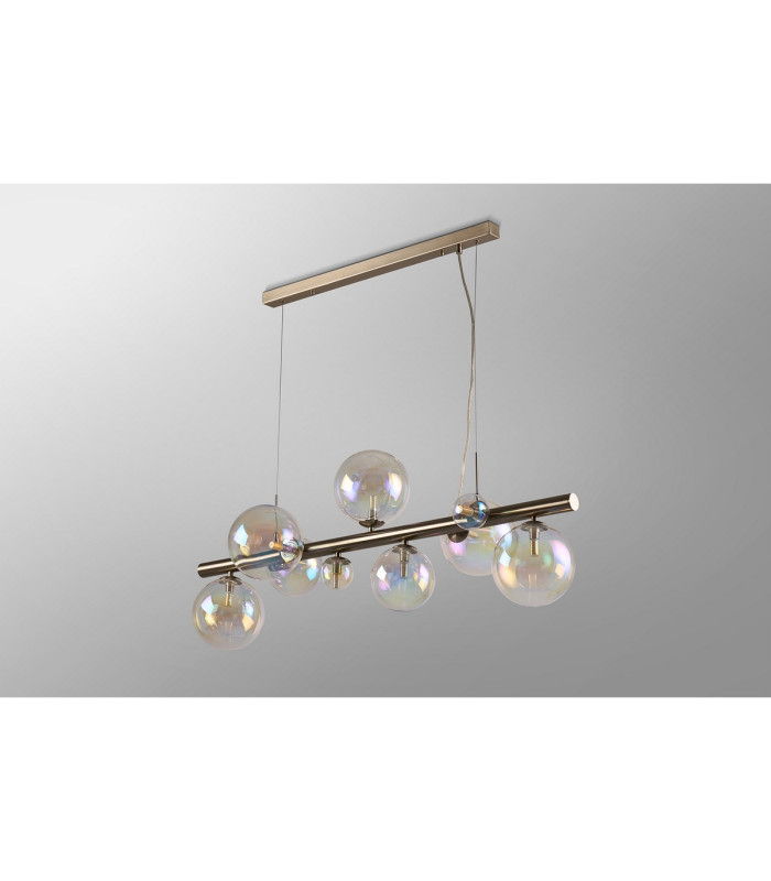 Marshall Linear Pendant 9 x G9 Satin Nickel Iridescent Plated Glass-12