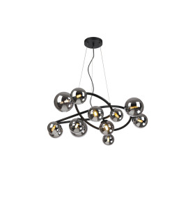 Marshall 90cm Twisted Pendant 12 x G9 Satin Black Chrome Plated Glass-1