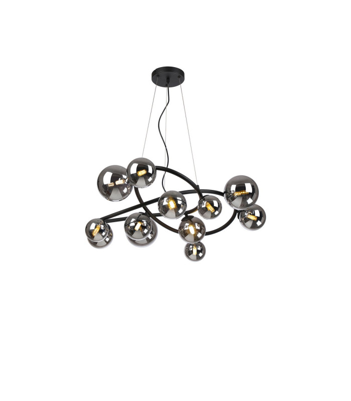 Marshall 90cm Twisted Pendant 12 x G9 Satin Black Chrome Plated Glass-1