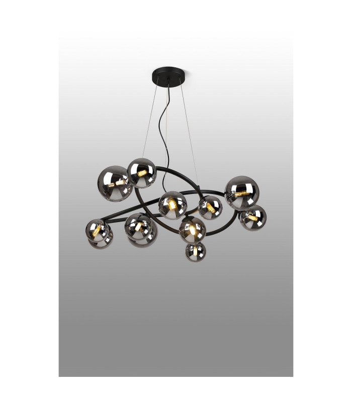 Marshall 90cm Twisted Pendant 12 x G9 Satin Black Chrome Plated Glass-3