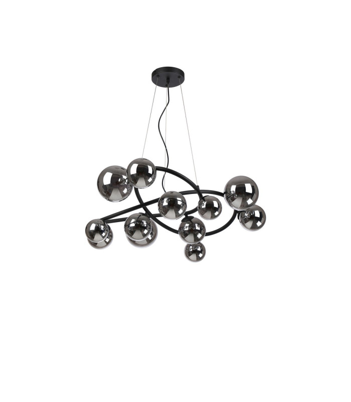Marshall 90cm Twisted Pendant 12 x G9 Satin Black Chrome Plated Glass-4