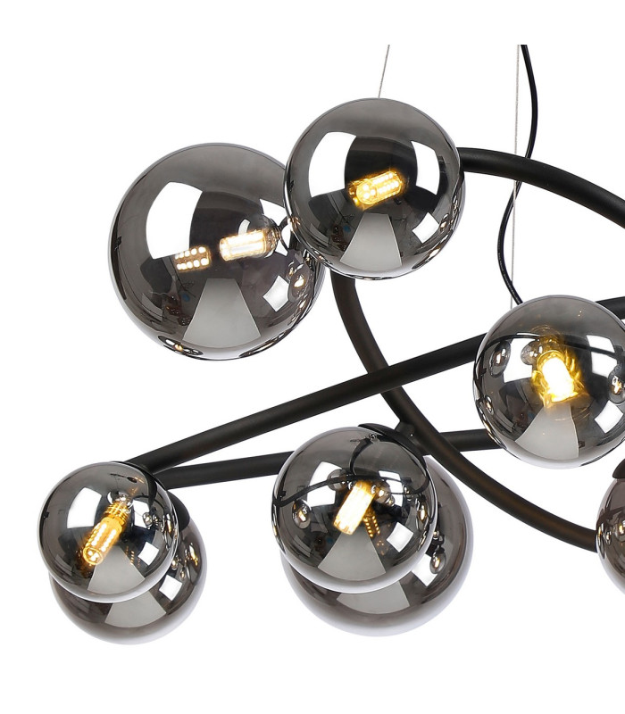 Marshall 90cm Twisted Pendant 12 x G9 Satin Black Chrome Plated Glass-6