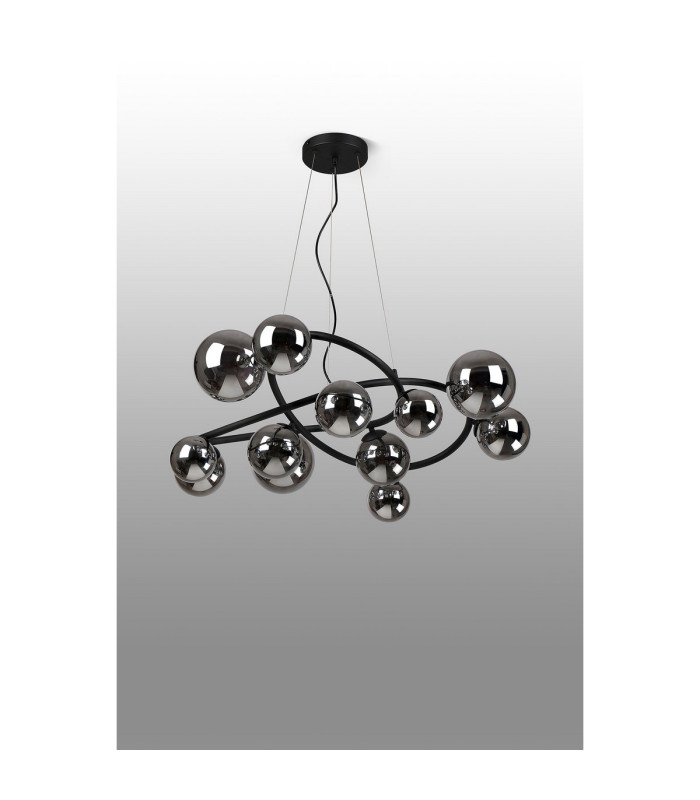 Marshall 90cm Twisted Pendant 12 x G9 Satin Black Chrome Plated Glass-8