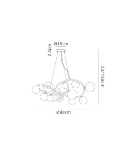 Marshall 90cm Twisted Pendant 12 x G9 Satin Black Iridescent Plated Glass-2