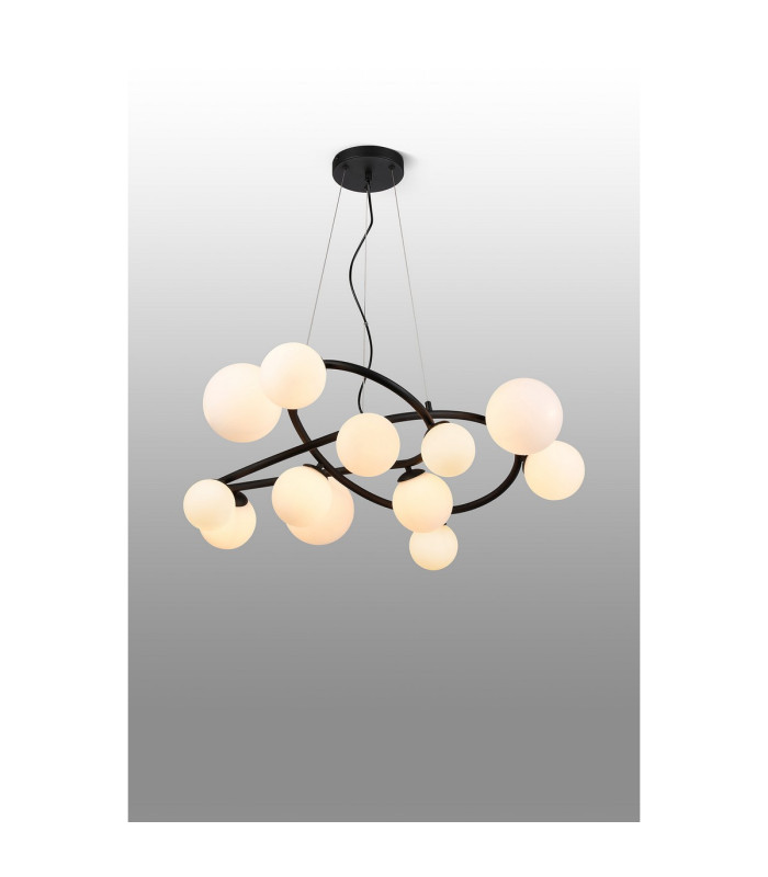 Marshall 90cm Twisted Pendant 12 x G9 Satin Black Opal Glass-3