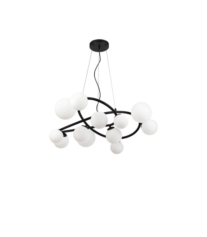 Marshall 90cm Twisted Pendant 12 x G9 Satin Black Opal Glass-4