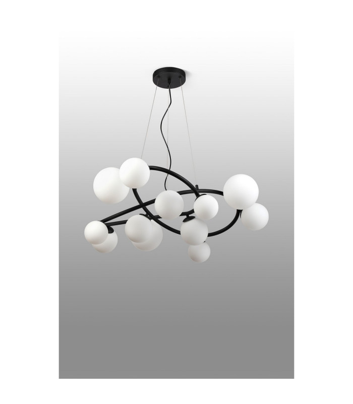 Marshall 90cm Twisted Pendant 12 x G9 Satin Black Opal Glass-8
