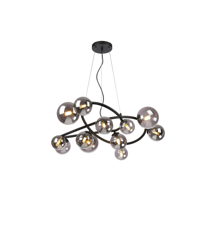 Marshall 90cm Twisted Pendant 12 x G9 Satin Black Smoke Plated Glass-1