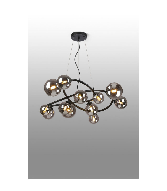 Marshall 90cm Twisted Pendant 12 x G9 Satin Black Smoke Plated Glass-3