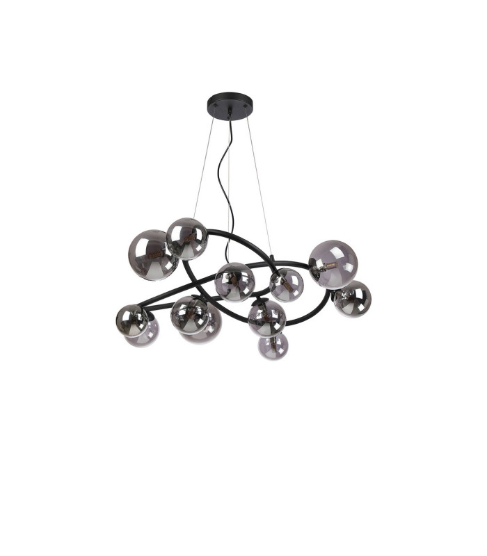 Marshall 90cm Twisted Pendant 12 x G9 Satin Black Smoke Plated Glass-4
