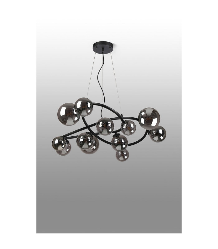 Marshall 90cm Twisted Pendant 12 x G9 Satin Black Smoke Plated Glass-8