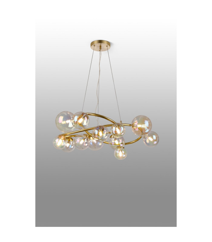 Marshall 90cm Twisted Pendant 12 x G9 Satin Gold Iridescent Plated Glass-3