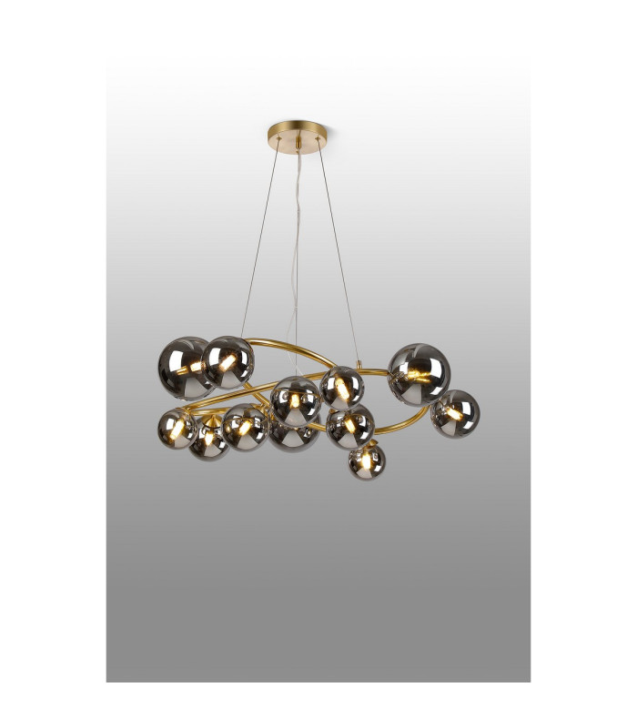 Marshall 90cm Twisted Pendant 12 x G9 Satin Gold Chrome Plated Glass-3