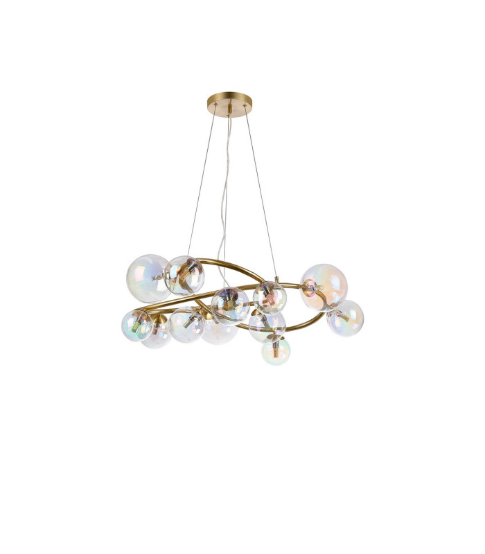 Marshall 90cm Twisted Pendant 12 x G9 Satin Gold Iridescent Plated Glass-4