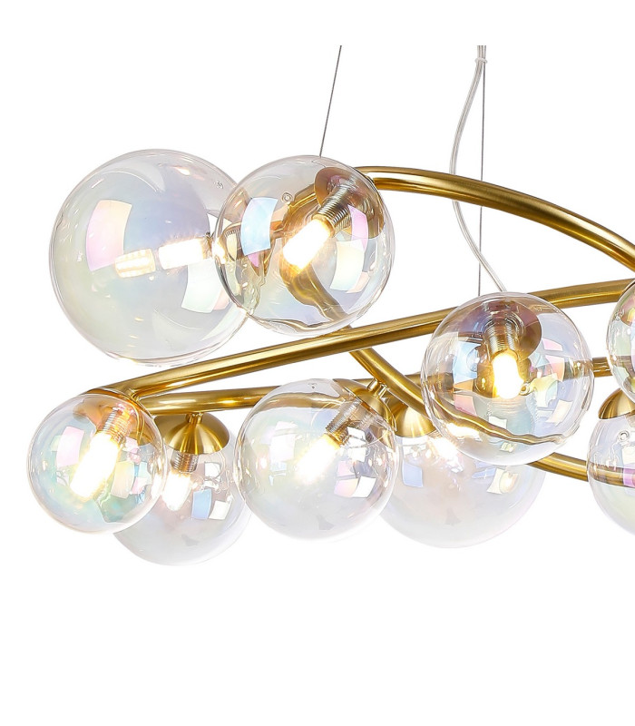 Marshall 90cm Twisted Pendant 12 x G9 Satin Gold Iridescent Plated Glass-6