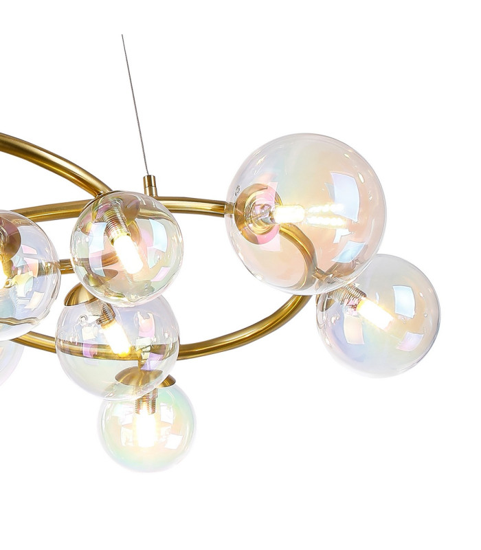 Marshall 90cm Twisted Pendant 12 x G9 Satin Gold Iridescent Plated Glass-7