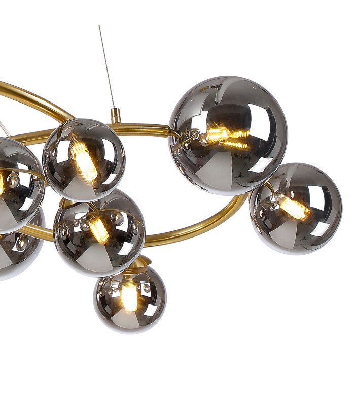 Marshall 90cm Twisted Pendant 12 x G9 Satin Gold Chrome Plated Glass-7