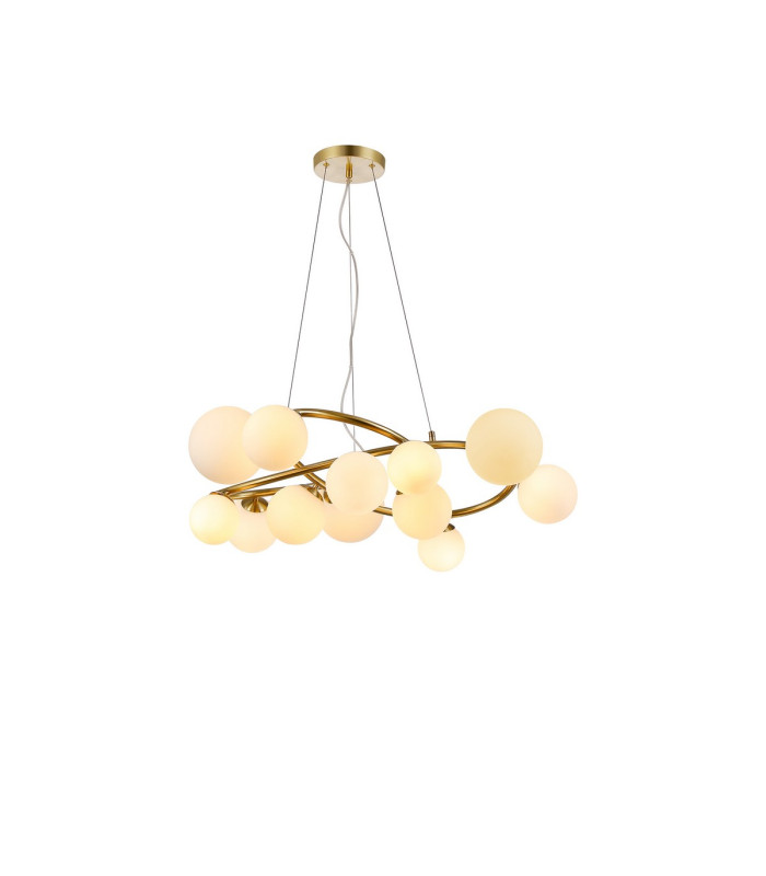Marshall 90cm Twisted Pendant 12 x G9 Satin Gold Opal Glass-1