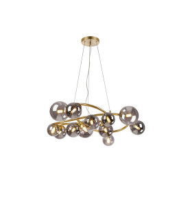 Marshall 90cm Twisted Pendant 12 x G9 Satin Gold Smoke Plated Glass-1