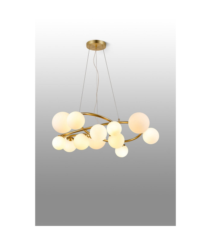 Marshall 90cm Twisted Pendant 12 x G9 Satin Gold Opal Glass-3