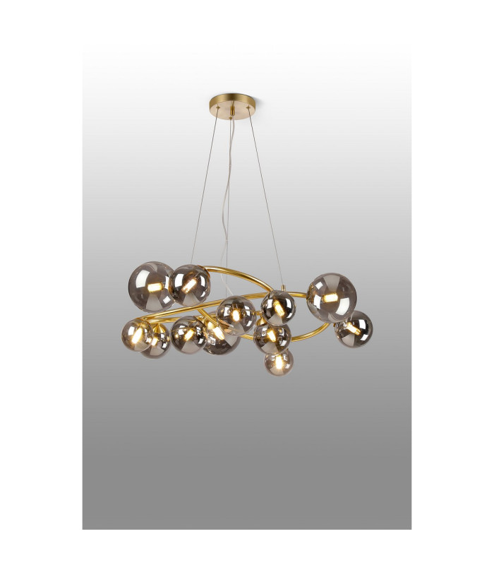 Marshall 90cm Twisted Pendant 12 x G9 Satin Gold Smoke Plated Glass-3
