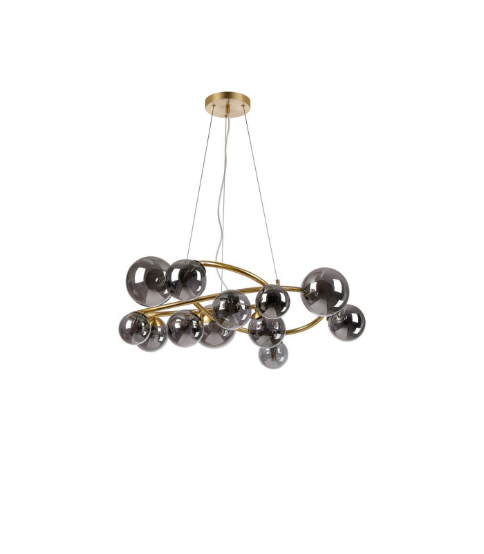 Marshall 90cm Twisted Pendant 12 x G9 Satin Gold Smoke Plated Glass-4