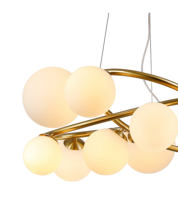 Marshall 90cm Twisted Pendant 12 x G9 Satin Gold Opal Glass-6