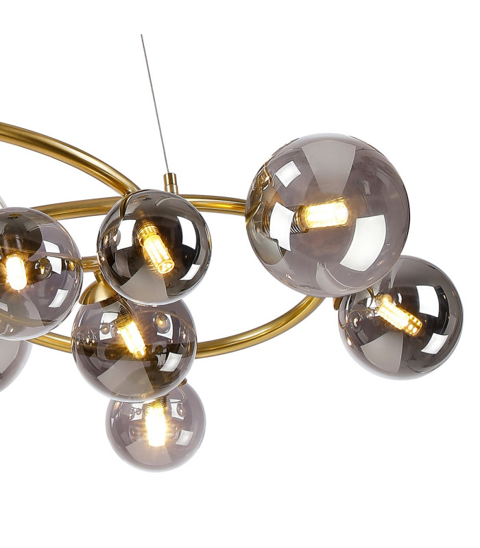 Marshall 90cm Twisted Pendant 12 x G9 Satin Gold Smoke Plated Glass-7