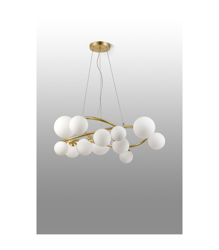 Marshall 90cm Twisted Pendant 12 x G9 Satin Gold Opal Glass-8