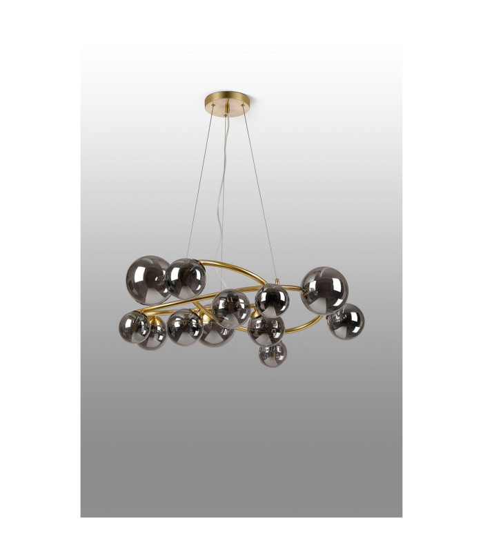 Marshall 90cm Twisted Pendant 12 x G9 Satin Gold Smoke Plated Glass-8