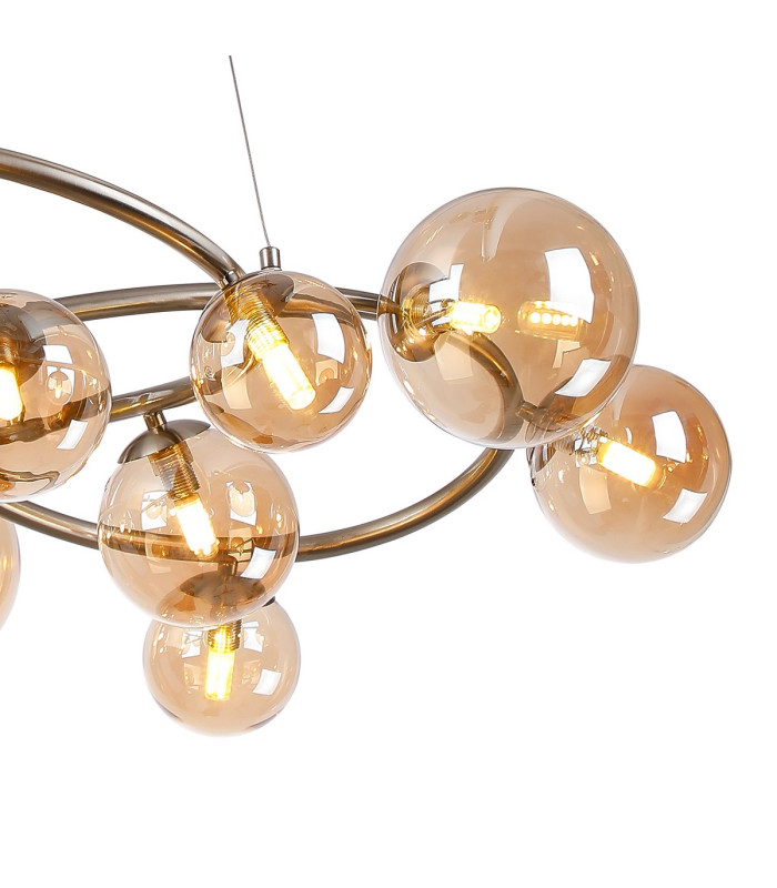 Marshall 90cm Twisted Pendant 12 x G9 Satin Nickel Amber Plated Glass-7