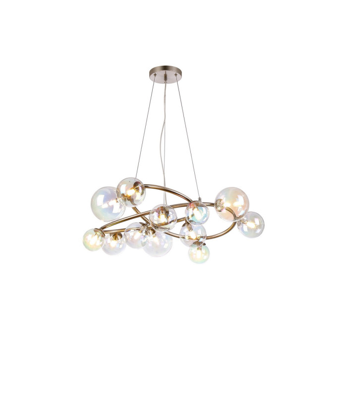 Marshall 90cm Twisted Pendant 12 x G9 Satin Nickel Iridescent Plated Glass-1