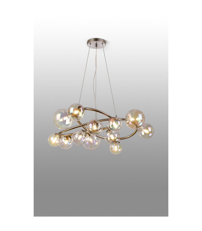 Marshall 90cm Twisted Pendant 12 x G9 Satin Nickel Iridescent Plated Glass-3