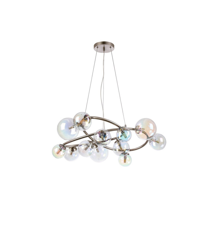 Marshall 90cm Twisted Pendant 12 x G9 Satin Nickel Iridescent Plated Glass-4