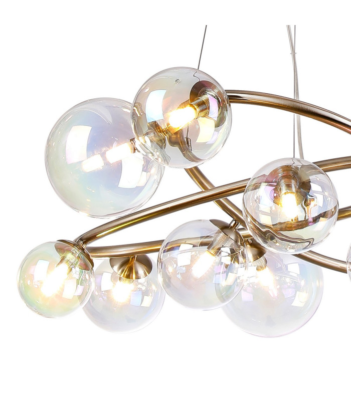 Marshall 90cm Twisted Pendant 12 x G9 Satin Nickel Iridescent Plated Glass-6