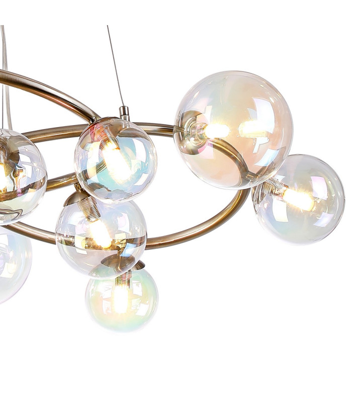 Marshall 90cm Twisted Pendant 12 x G9 Satin Nickel Iridescent Plated Glass-7