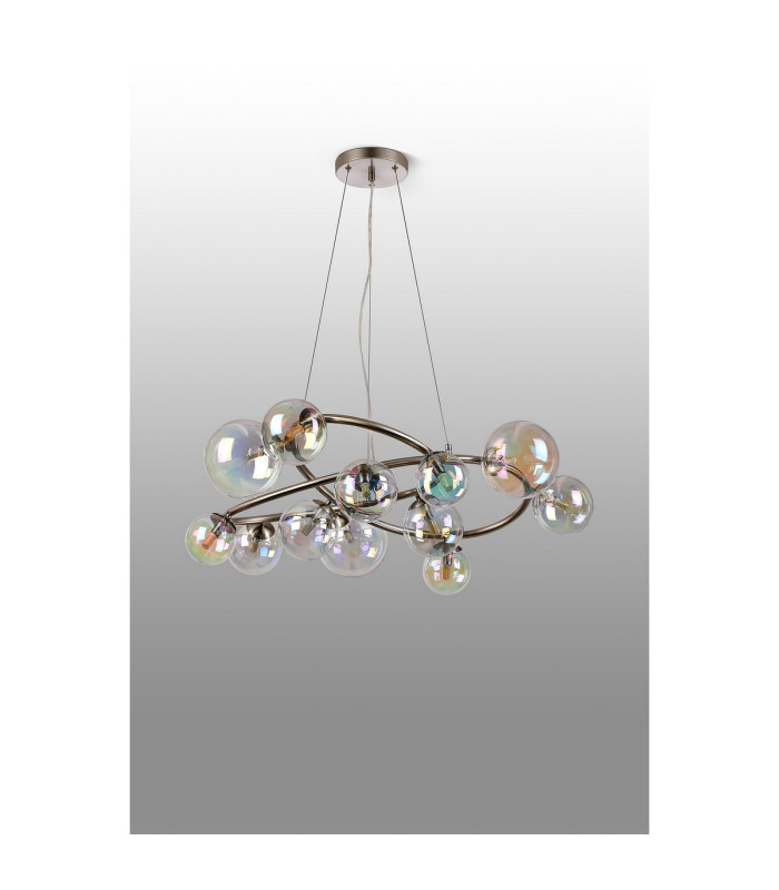 Marshall 90cm Twisted Pendant 12 x G9 Satin Nickel Iridescent Plated Glass-8