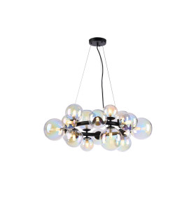 Marshall 70cm Circular Pendant 16 x G9 Satin Black Iridescent Plated Glass-1