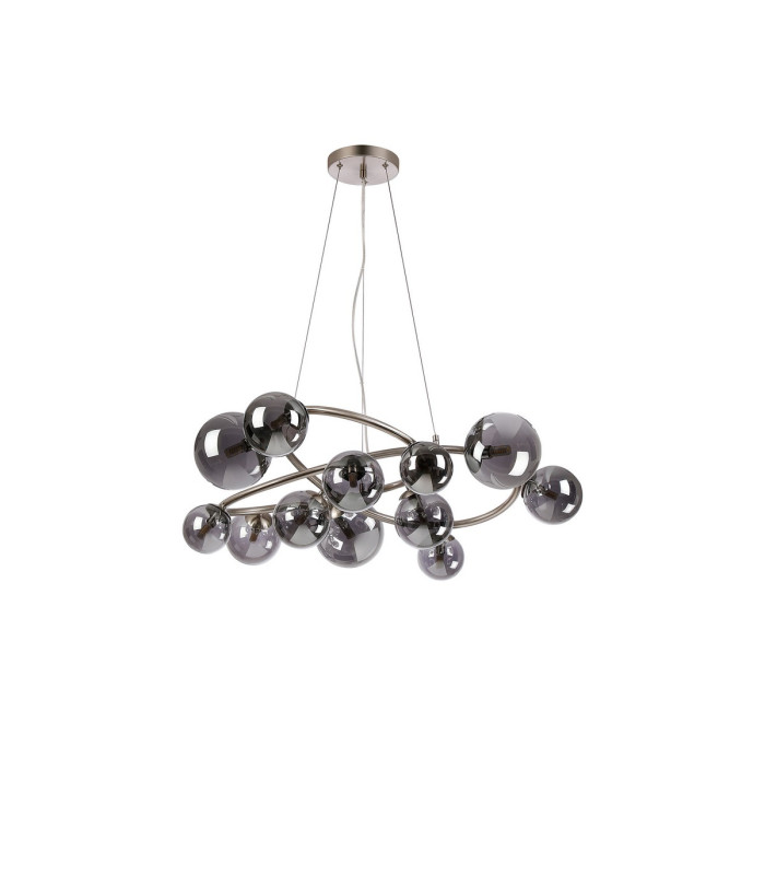 Marshall 90cm Twisted Pendant 12 x G9 Satin Nickel Smoke Plated Glass-4