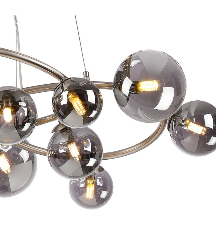 Marshall 90cm Twisted Pendant 12 x G9 Satin Nickel Smoke Plated Glass-7